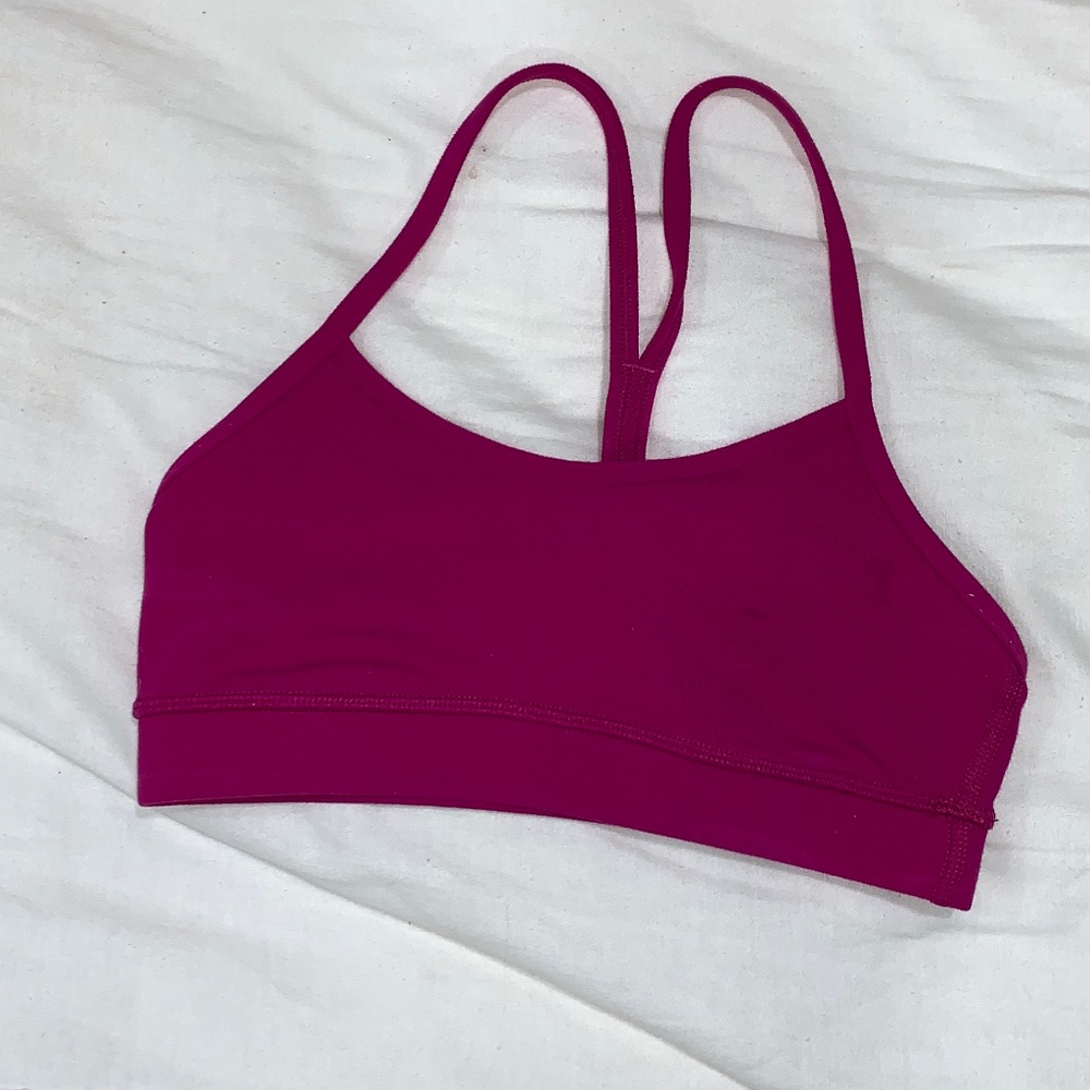 Maroon/pink Lululemon "Flow Y Bra"
